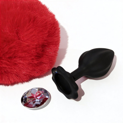 Анальная пробка со съемным хвостом и камнем ALUME, S
