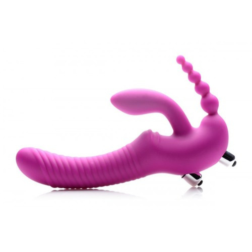 Regal Rider Vibrating Silicone Strapless Strap On Triple G Dildo - Безремневой страпон с вибрацией, 22.9х3.8 см