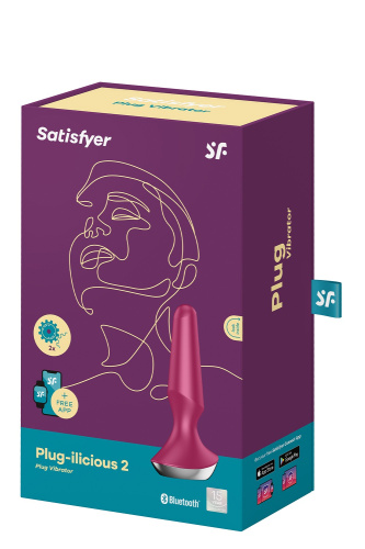 Satisfyer Plug-ilicious 2 - Анальная смарт-пробка, 14х3 см, (малиновая)