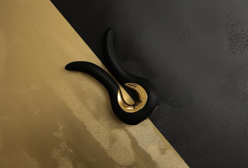 Gvibe Mini Gold - Эксклюзивный вибромассажер с 24К золотом. Лимитированный выпуск!, 10,5х2 см (черный)