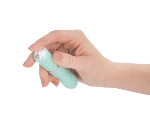 Pillow Talk Flirty Teal - Роскошный вибратор с кристаллом Сваровски, 7х2.2 см