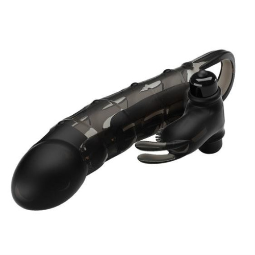 Pretty Love Penis Sleeve Vibro Black - Насадка на пеніс +4 см (чорний) - купити в Києві, Україні