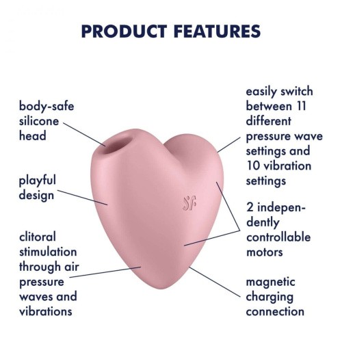 Satisfyer Cutie Heart Light Red - Вакуумний стимулятор у вигляді серця, 7.7х7.5 см (рожевий) - купити в Києві, Україні