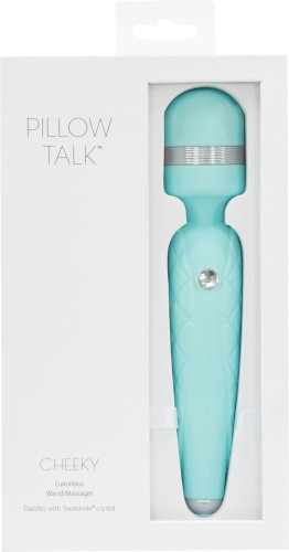 Talk Cheeky Teal - вибратор-микрофон с кристаллом Swarovsky, 20,6х3,9 см (голубой)