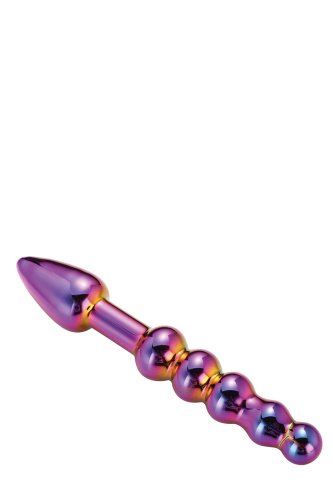  Dream Toys Glamour Glass Ridged Anal Dildo  - Анальный стимулятор, 18 см (радужный)