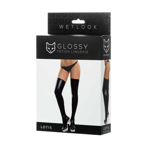 Toyfa Glossy - Чулки из материала Wetlook, M (чёрный)