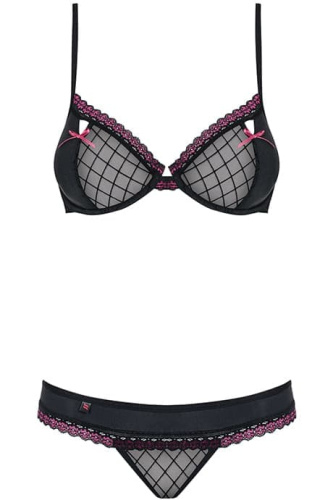 Obsessive 819-Set-1 - Эротический комплект с бантиками, L/XL (чёрный)