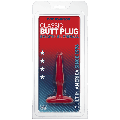 Doc Johnson Butt Plugs Smooth Classic Slim/Small - Анальная пробка, 7х2,2 см (красный)