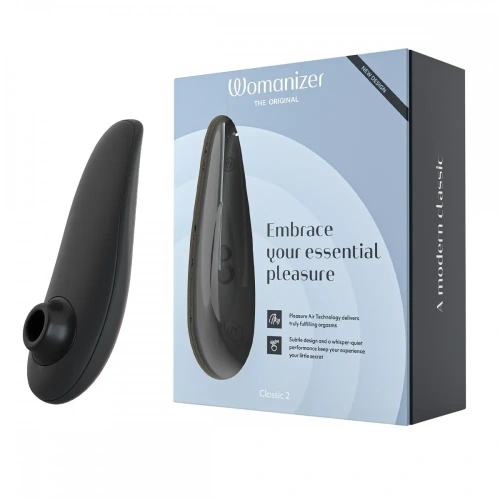 Womanizer Classic 2 + Лубрикант 50 мл - Інноваційний вакуумний стимулятор клітора, 14.8х4.8 см (чорний) - купити в Києві, Україні