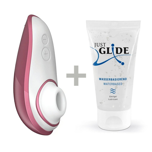Womanizer Liberty Pink Rose + Лубрикант 50 мл - Бесконтактный стимулятор клитора, 10.4х5.5 см (розовый)