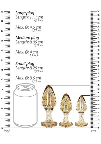 набор анальных пробок Ouch! Acrylic Golden Glitter Butt Plug Set