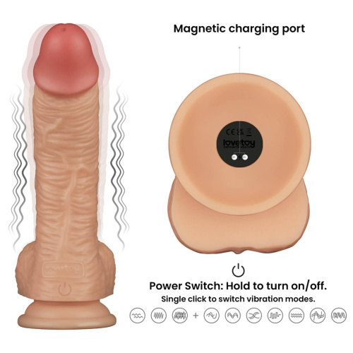 Реалистичный вибратор LoveToy Vibrating Power Basics Cock, 22 см
