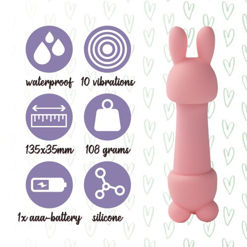 FeelzToys Mister Bunny - Мини-вибратор  с двумя насадками, 13.5х3.5 см, (розовый)