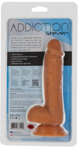 Фаллоимитатор ADDICTION Steven 7.5" Silicone Dong, 19 см + вибропуля в подарок