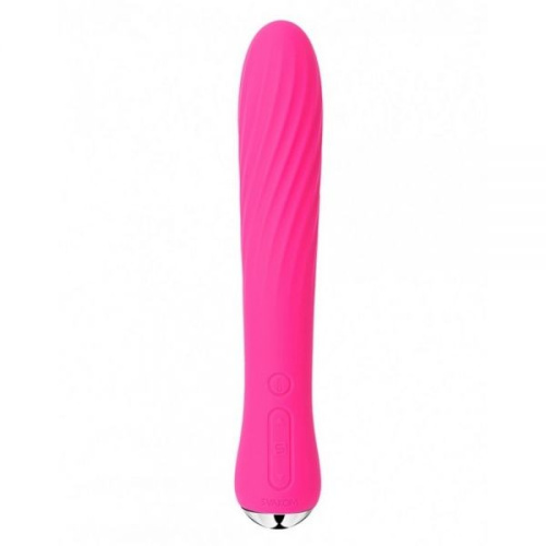 Svakom Anya Heating Vibrator - Ребристый вибромассажер, 19.5х3.3 см (розовый)
