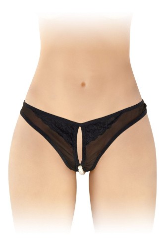 Fashion Secret Sophie Black - трусики с жемчугом и доступом, S-L (чёрные)