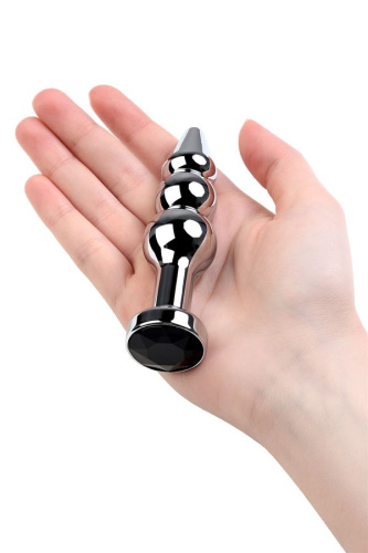 Metal By Toyfa анальная пробка ёлочка с кристаллом цвета турмалин в основании, 11х3 см (чёрный)