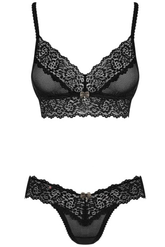 Obsessive 852-SET-1 set - комплект эротического белья с кружевом, S/M (чёрный)