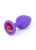 Boss Jewellery Purple Silicon Plug Medium Red Diamond - Анальная пробка с кристаллом, 8х3.5 см (фиолетовый с красным)
