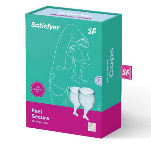 Satisfyer Feel Secure - набор менструальных чаш, 15 мл и 20 мл (голубой)