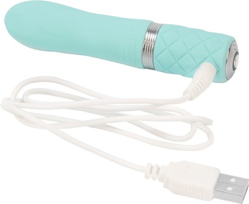 Pillow Talk Flirty Teal - Роскошный вибратор с кристаллом Сваровски, 7х2.2 см