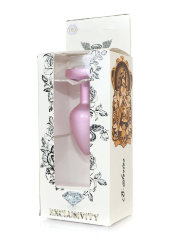 Анальная пробка с камнем B-Series Jewellery Pearl Pink Heart Plug, S