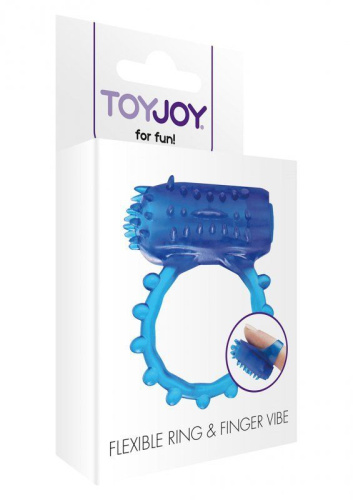 Toy Joy Flexible Ring & Finger Vibe - Ерекційне кільце та насадка на палець 2 в 1, 7х3.5 см (синій) - купити в Києві, Україні