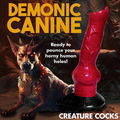 Creature Cocks Hell-Hound Canine Silicone Dildo - фантазийный фаллоимитатор Адская Гончая, 19х6.6 см (чёрный с красным)
