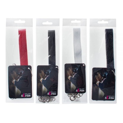 sLash Leather Leash - БДСМ поводок цепочка с петлей, 93 см (красный)