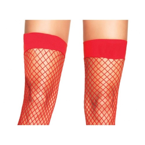 Leg Avenue Fishnet Thigh Highs - Чулки в сеточку, OS (красные)