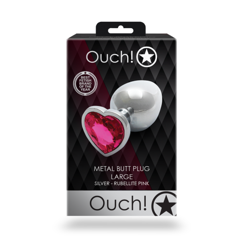 Анальна пробка с камнем Ouch! Heart Gem - размер L