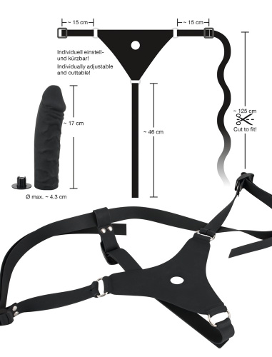 Silicone Strap-On - Женский страпон, 17х4.3см (черный)