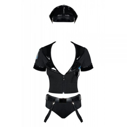Эротический костюм Obsessive Police set, S/M (черный)