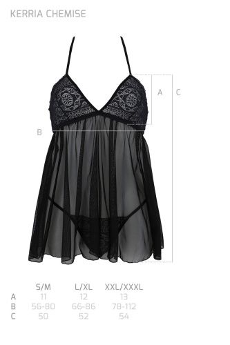 Пеньюар Passion KERRIA CHEMISE black, S/M