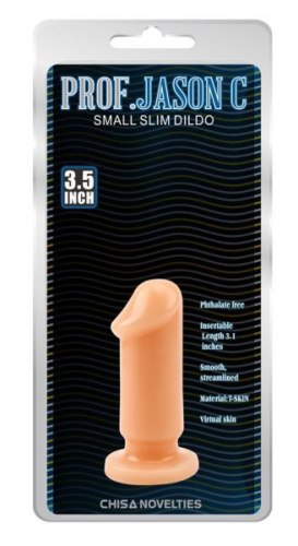 Prof.Jason C Small Slim Dildo 3.5" - Анальная пробка, 9х3,3 см (телесный)