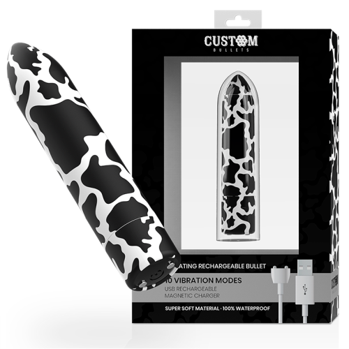 Custom Bullets - Cow - Мощная вибропуля, 6.25х2 см (чёрно-белый)