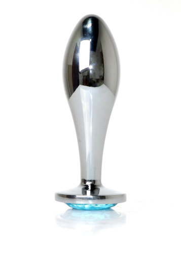 Анальная пробка с камнем B-Series Jewellery Silver Plug Light Blue, L