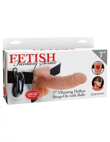 Fetish Fantasy Series 7 Vibrating Hollow DEL13223 - Полый страпон с вибрацией, 17.8х4,3 см, (телесный)