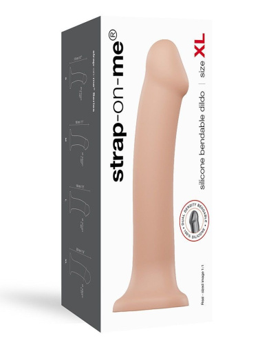 Strap-On-Me Dual Density Dildo, XL - Насадка для страпона гибкая, двухслойная, 20х4.5 см, (телесная)
