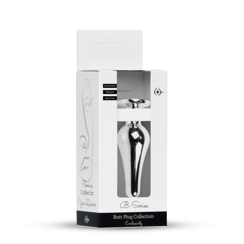 B-Series Jewellery Silver Butt Plug Purple - Анальная пробка с кристаллом, 9,3х3 см (фиолетовый)