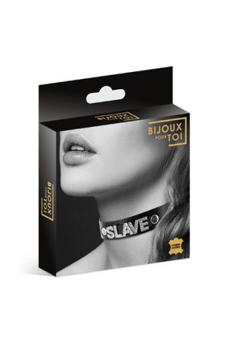 Bijoux Pour Toi Slave - чокер из натуральной кожи со стразами