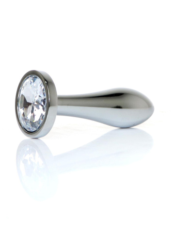 Анальная пробка с кристаллом B-Series Jewellery Silver Plug Clear, S