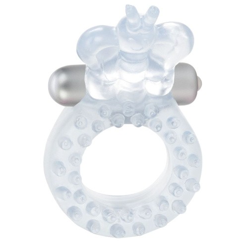 CalExotics Butterfly Beauty Orgasm Ring - віброкільце з метеликом, 8х3.2 см (прозорий) - купити в Києві, Україні