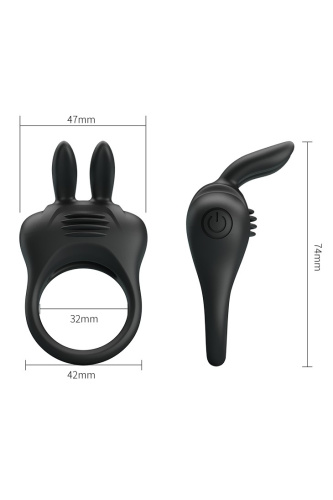 Pretty Love Davion Penis Ring Black - Ерекційне віброкільце, 7,4 см (чорний) - купити в Києві, Україні