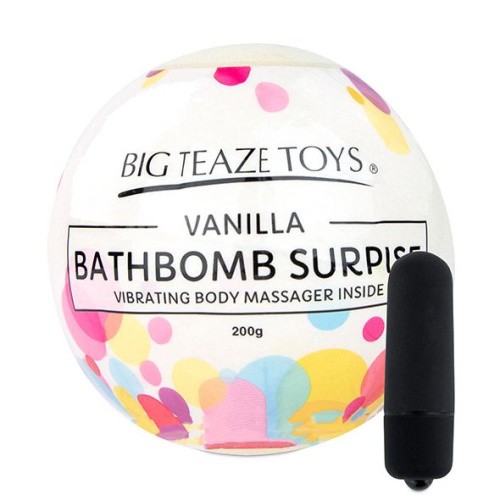 Big Teaze Toys Bath Bomb Surprise with Vibrating Body Massager Vanil - Сюрприз-бомба для ванны с вибропулей