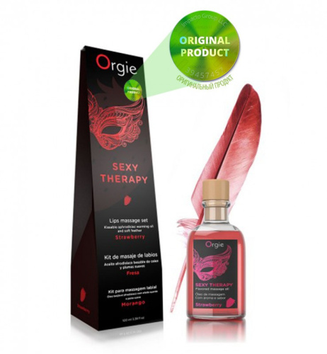 Orgie Lips Massage Kit Strawberry-масажне масло полуниця, 100 мл - купити в Києві, Україні