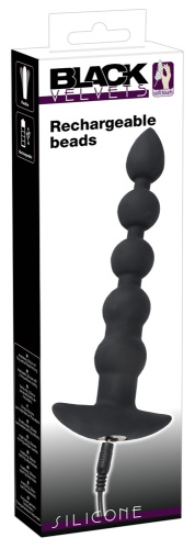 Orion Black Velvets Rechargeable Beads - Анальная цепочка с вибрацией, 21х3.1 см (черный)