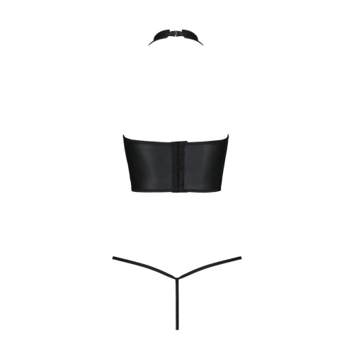 Passion - GENEVIA SET WITH OPEN BRA - Комплект из эко-кожи, S/M