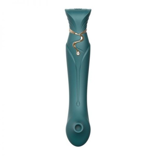 Zalo Queen Set Pulse Wave Clit Stim - Премиальный вибратор для клитора с насадкой для вакуумной стимуляции, 21.6х3.5 см (изумрудный)