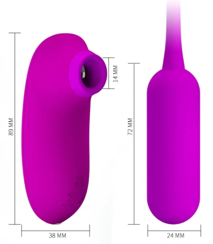 Pretty Love - Curupira Multifunctional Sucker Purple - Вакуумний стимулятор + віброяйце (фіолетовий) - купити в Києві, Україні